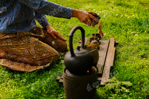 Preview: Chinese tea ceremony in a park.