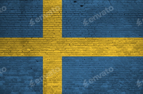 Preview: Yellow Cross on a Distressed Blue Brick Wall