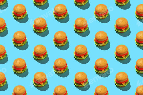Preview: Minimalist hamburger pattern on blue background.