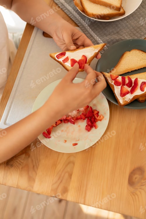 Preview: Preparing Strawberry Toast for Breakfast at Home