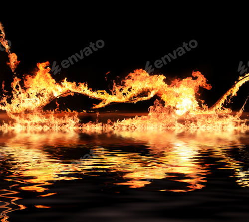 Preview: Blazing flames on black background