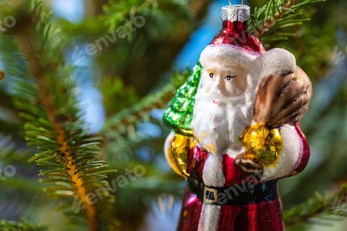 Preview: glass santa claus figurine on xmas tree close up