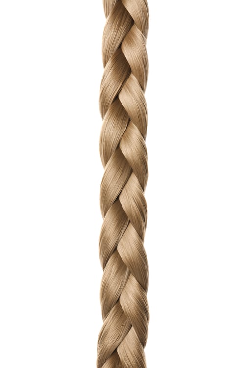 Preview: Beautiful long braid on white background. Healthy hair
