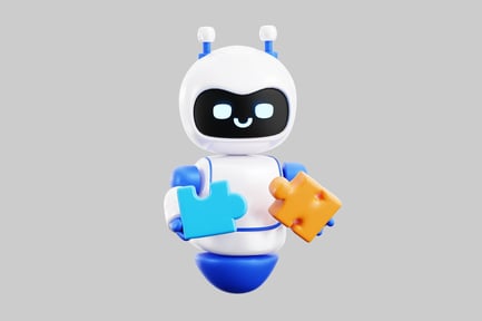 Preview: Friendly robot holding puzzle pieces
