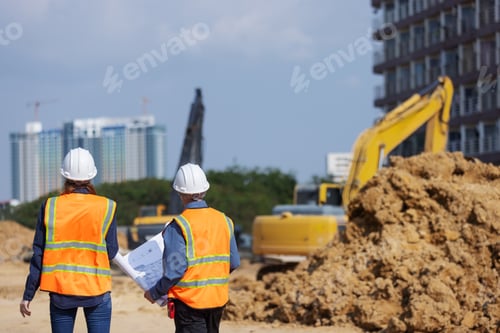 Preview: Engineers inspect and supervise the construction of drainage pipe installations.