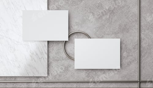 Preview: 3D Illustration. Blank white business cards mockups. Elegant modern template for branding identity.