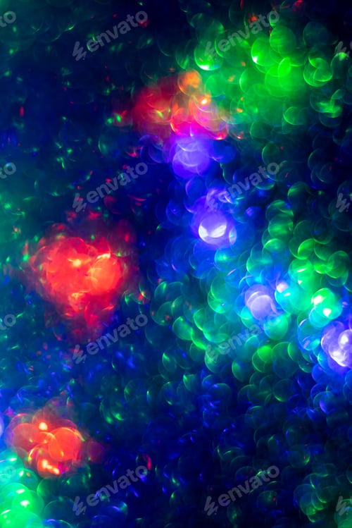 Preview: Abstract creative background with blurred bokeh, colorful bright color backdrop, dark blue