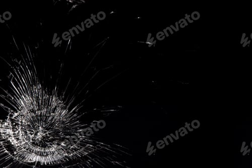 Preview: Broken glass, white lines on black background, design element