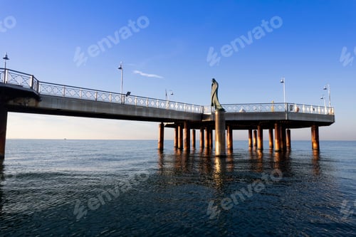 Preview: View at dawn of Marina di Pietrasanta pier Tuscany Italy