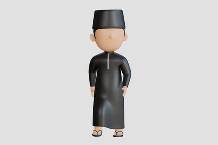 Preview: Cartoon Muslim Male in Modest Outfit