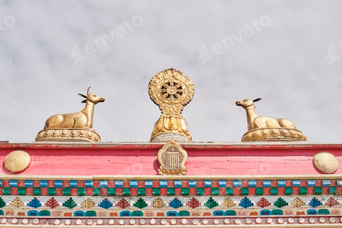 Preview: Traditional symbolic details of decor of dugans, Buddhist temples. Ivolginsky datsan,Buryatia,Russia