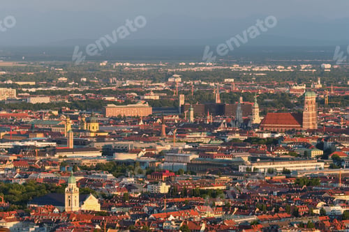 Preview: Aerial view of Munich. Munich, Bavaria, Germany