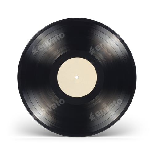 Preview: 12-inch vinyl record with blank label isolated.