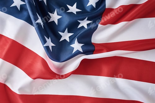 Preview: American flag background. USA flag waving, closeup