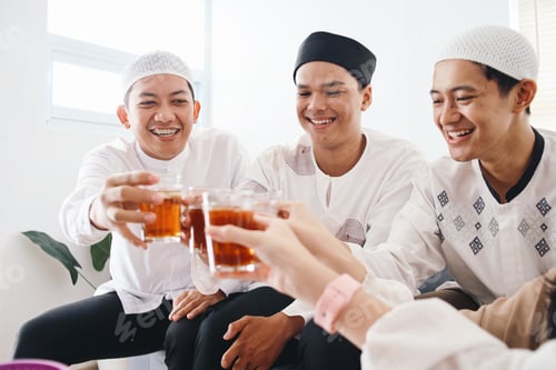 Preview: Muslim Friends Drinks Tea Together at Eid Mubarak Moment