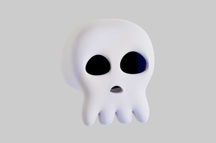 Cartoonish ghostly white skull