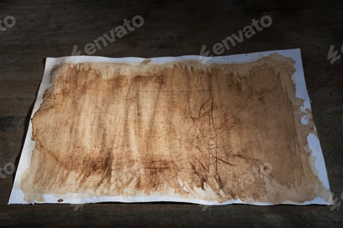 Preview: Sheet Of Paper With The Effect Of Aging On Dark Wooden Background.