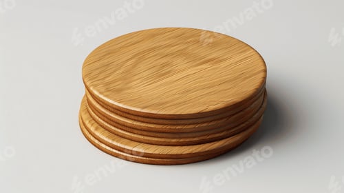 Preview: Beautifully crafted wooden round coaster showcasing a minimalistic design
