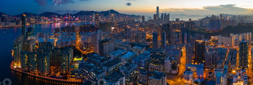 Preview: Hung Hom, Hong Kong 15 May 2019: Top view of Hong Kong residential district at night