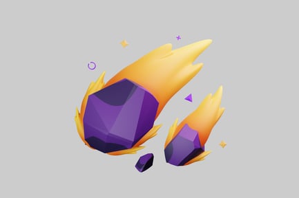Preview: Cartoon meteor with purple crystal