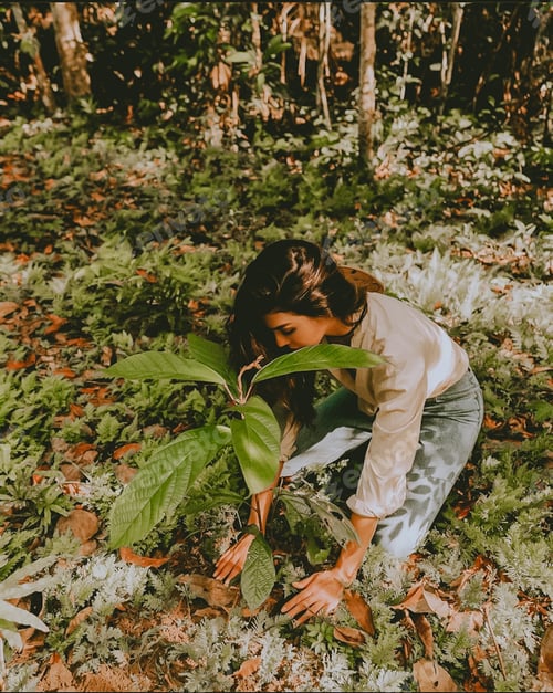 Preview: Woman Planting a Tree Sapling in the Forest
