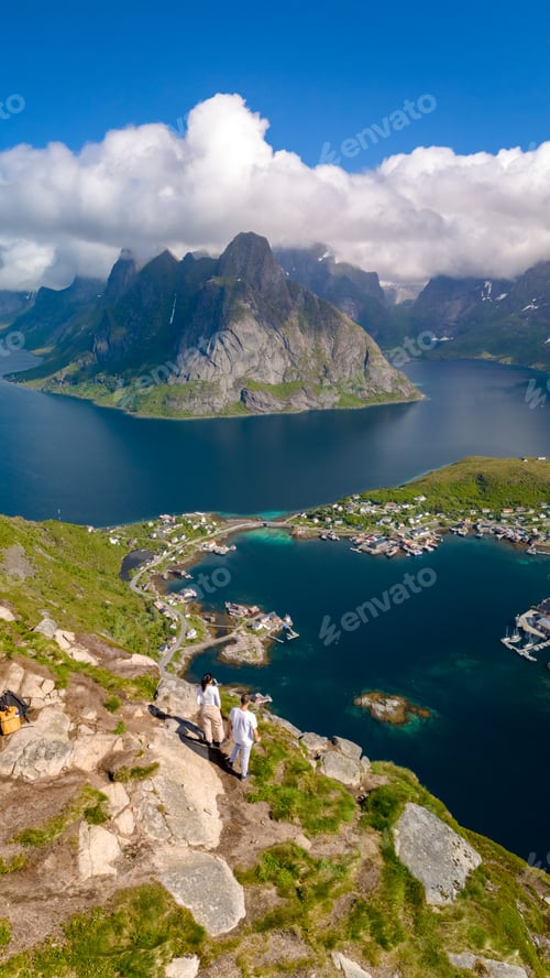 Preview: Norwegian Fjord View From a Mountaintop, Reinebringen, Lofoten, Norway