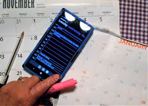 Preview: Calendar! Person Planning Events for the New Year! Using Electronics and Paper Calendar!