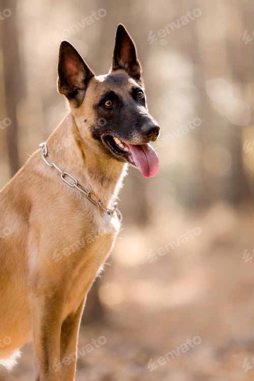 Preview: Dog with pumpkin in autumn. Halloween dog. Belgian Shepherds Malinois dog