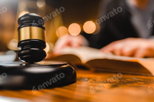 Preview: law and authority lawyer concept, judgment gavel hammer in court courtroom for crime judgement