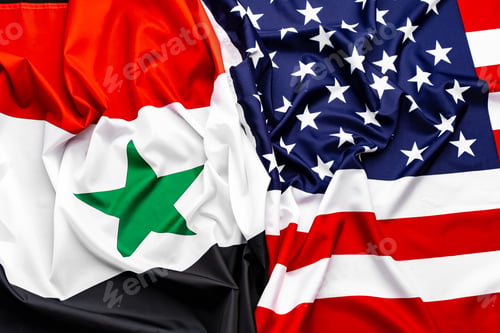 Preview: United States of America flag and Syria flag together