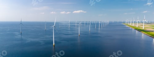 Preview: A vast body of water in Flevoland, with numerous towering windmills dotting the landscape