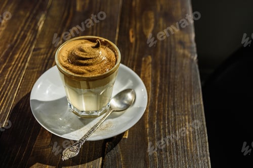 Preview: Dalgona coffee whipped drink in glass