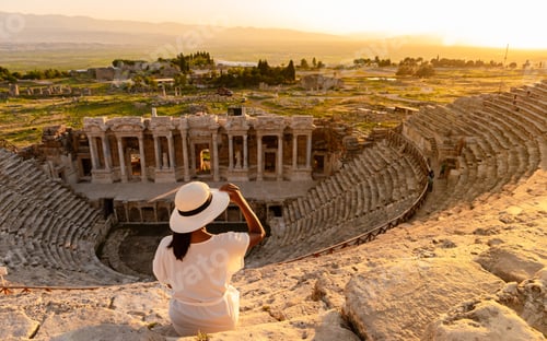 Preview: Hierapolis ancient city Pamukkale Turkey during sunset