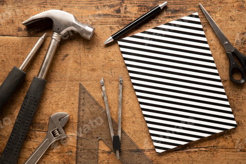 Preview: Vintage wooden background with tools