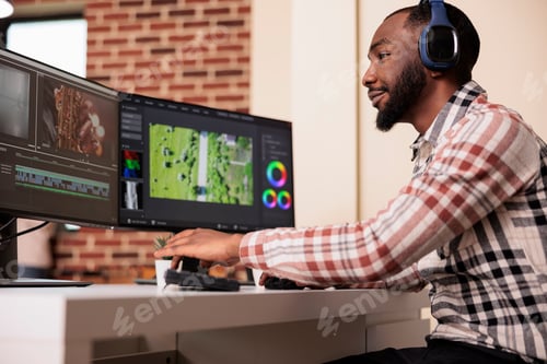 Preview: Professional creator using software to edit video