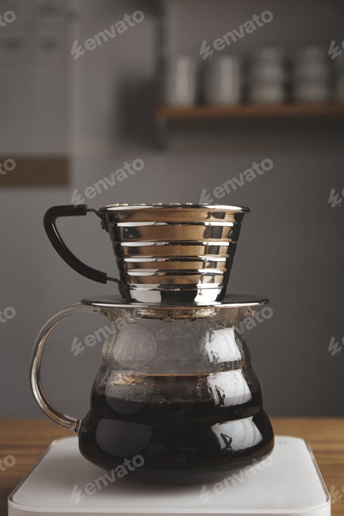 Preview: side of transparent chrome drip coffee maker