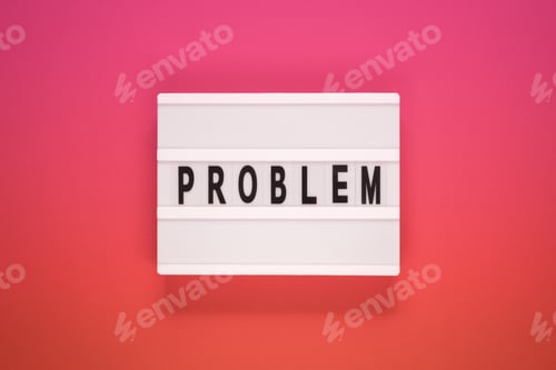 Preview: Problem, text word, life and business negativity concept