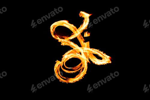 Preview: Fire Show Fiery Motion. Night Performance Abstract Drawing