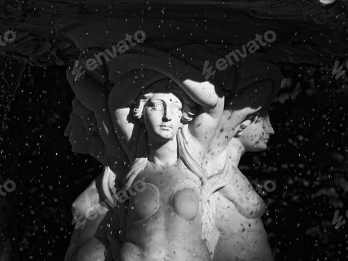 Preview: Classical Fountain Sculpture in Black and White