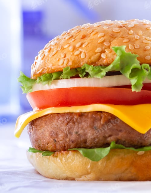 Preview: Beautiful and juicy burger close-up. Food is a series of fast-food.