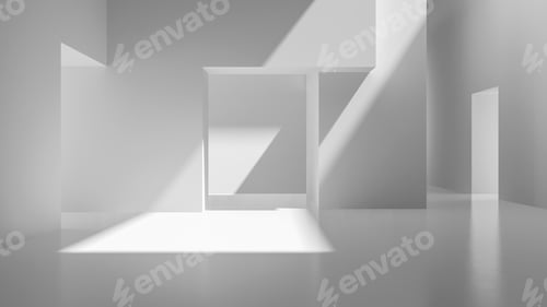 Preview: Interior white abstract empty room 3D rendering