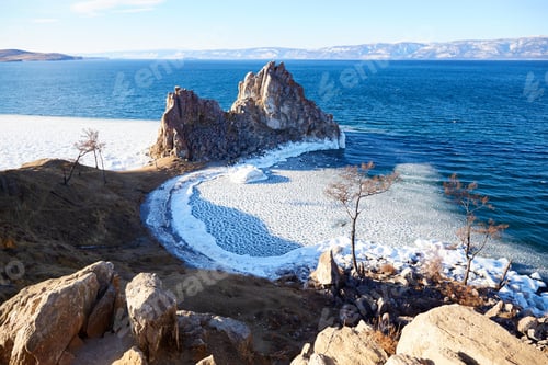 Preview: Lake Baikal at the beginning of winter. Cape Burkhan on the island of Olkhon