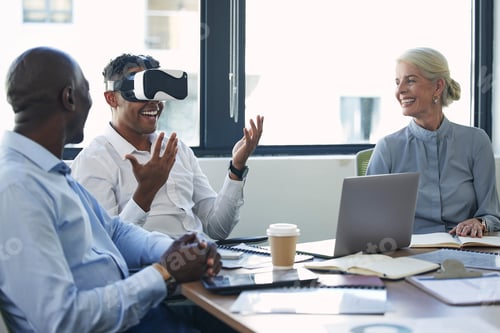 Preview: Virtual reality, people meeting and future technology with software test and company metaverse expe