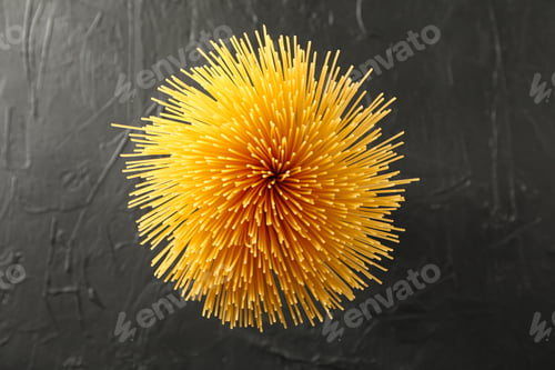 Preview: Pasta on black background, space for text and top view