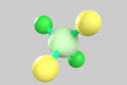 Molecular structure with five spheres
