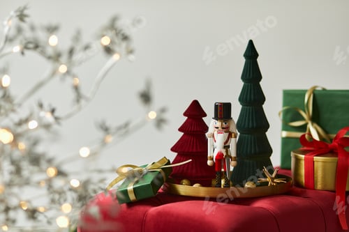 Preview: Christmas composition with decoration in cozy home decor.
