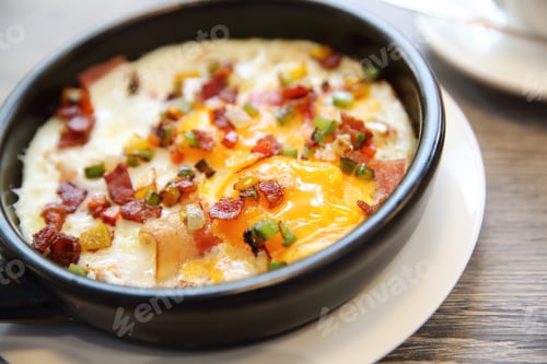 Preview: Brealfast Fried Egg Stuff With Hot Pan With Coffee