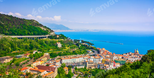 Preview: Vietri sul Mare town in Amalfi coast, panoramic view. Salerno Italy