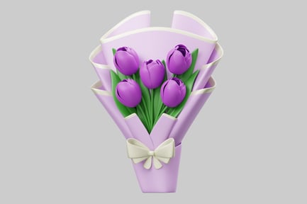 Preview: Purple tulips bouquet with bow