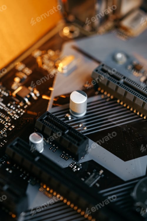 Preview: Computer part circuit board close up photo